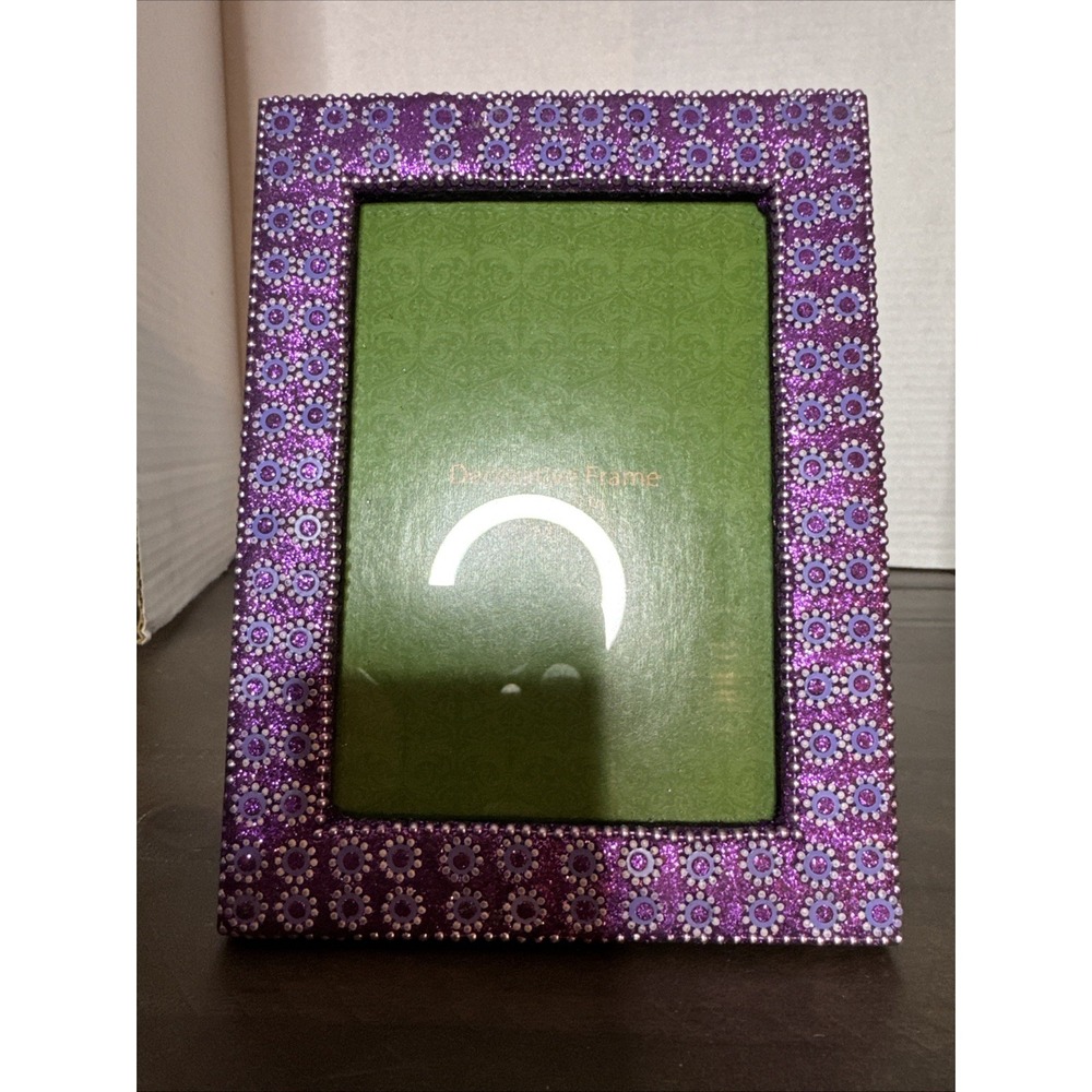Shellac Picture Frame Purple Color Floral Pattern made in India